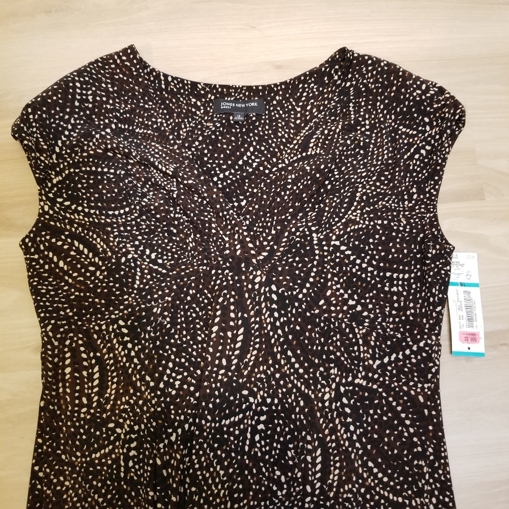 Jones New York dark brown and cream print dress - Picture 3 of 6